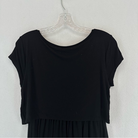 Gap Short Sleeve Layered Mini Dress XS Black - Picture 6 of 8